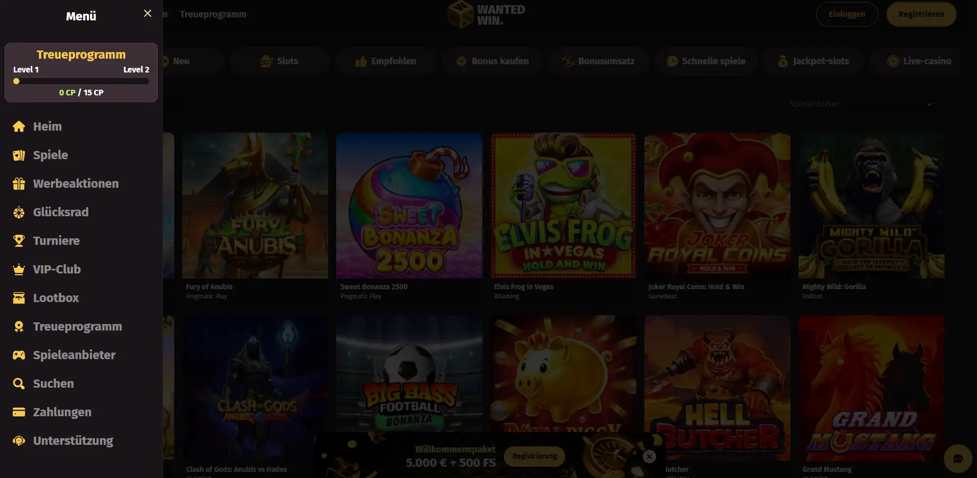 wantedwin casino home